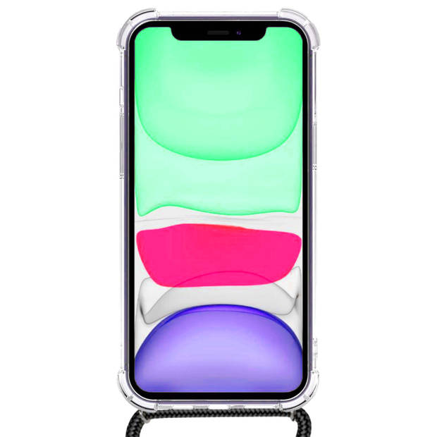 Basey iPhone 11 Hoesje Met Koord Hoes Siliconen Case -Transparant