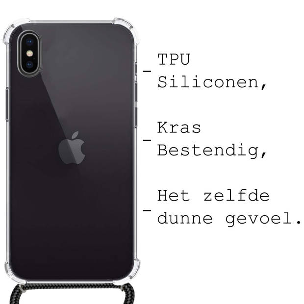 Basey iPhone Xs Max Hoesje Met Koord Hoes Siliconen Case - Transparant
