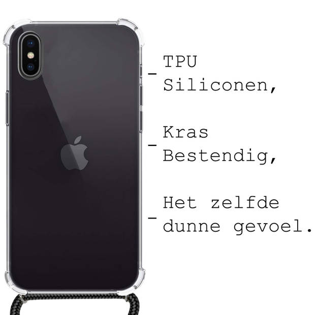 Basey iPhone X Hoesje Met Koord Hoes Siliconen Case -Transparant