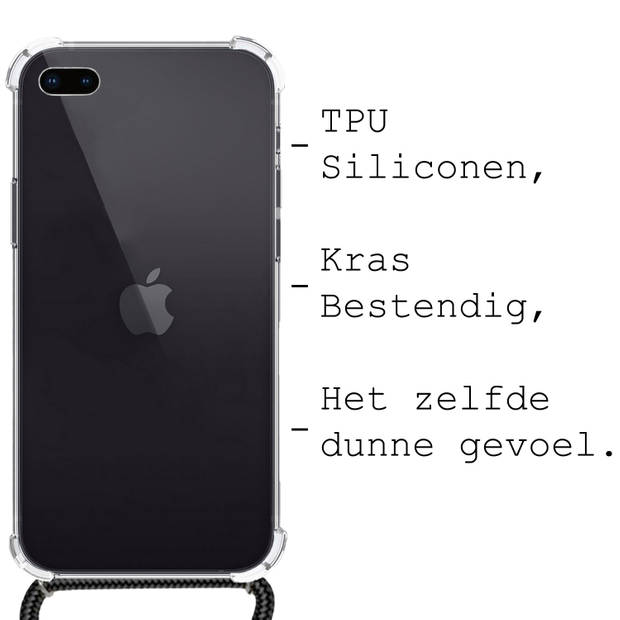 Basey iPhone 7 Plus Hoesje Met Koord Hoes Siliconen Case - Transparant