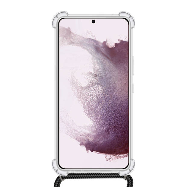 Basey Samsung Galaxy S22 Ultra Hoesje Met Koord Hoes Siliconen Case - Transparant