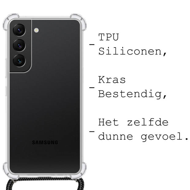 Basey Samsung Galaxy S21 Plus Hoesje Met Koord Hoes Siliconen Case - Transparant