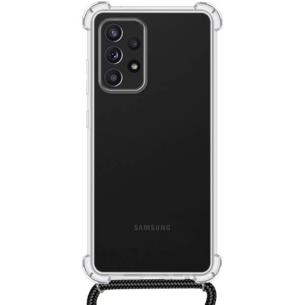 Basey Samsung Galaxy A72 Hoesje Met Koord Hoes Siliconen Case - Transparant