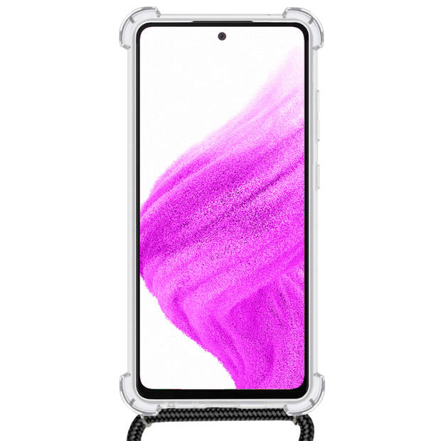 Basey Samsung Galaxy A52 Hoesje Met Koord Hoes Siliconen Case - Transparant