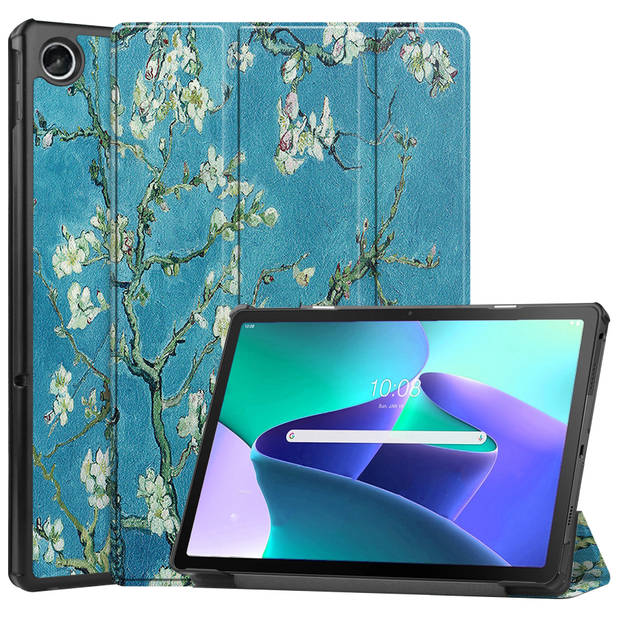 Basey Lenovo Tab M10 Plus (3e Gen) Hoesje Kunstleer Hoes Case Cover -Bloesem