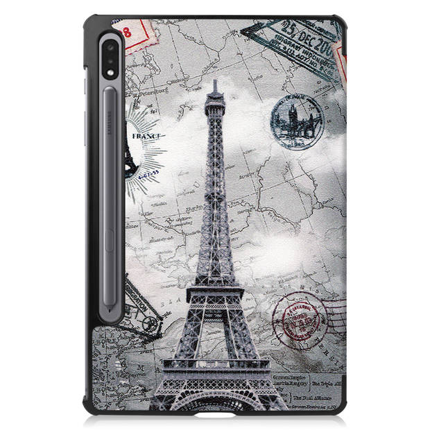 Basey Samsung Galaxy Tab S8 Hoesje Kunstleer Hoes Case Cover -Eiffeltoren