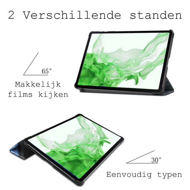 Basey Samsung Galaxy Tab S8 Plus Hoesje Kunstleer Hoes Case Cover -Sterrenhemel