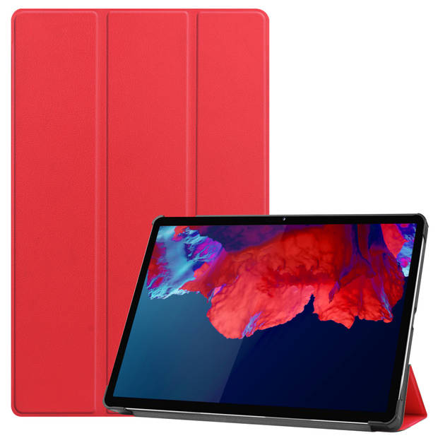 Basey Lenovo Tab P11 Plus Hoesje Kunstleer Hoes Case Cover -Rood