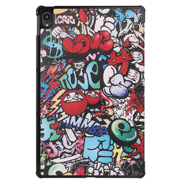 Basey Lenovo Tab P11 Plus Hoesje Kunstleer Hoes Case Cover -Graffity