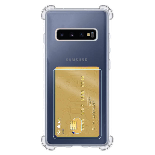 Basey Samsung Galaxy S10 Hoesje Siliconen Hoes Case Cover met Pasjeshouder - Transparant