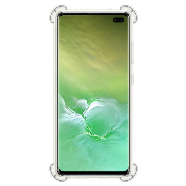 Basey Samsung Galaxy S10 Hoesje Siliconen Hoes Case Cover met Pasjeshouder - Transparant