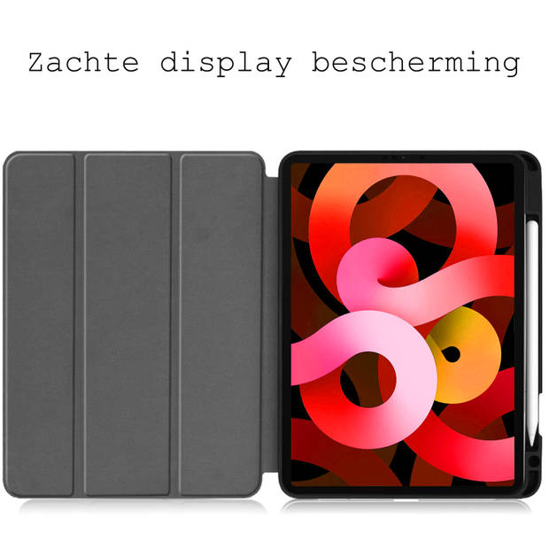 Basey iPad Air 5 (2022) Hoesje Kunstleer Hoes Case Cover -Bloesem