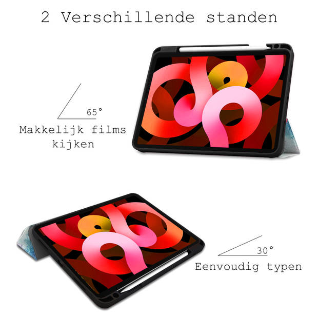 Basey iPad Air 5 (2022) Hoesje Kunstleer Hoes Case Cover -Eiffeltoren
