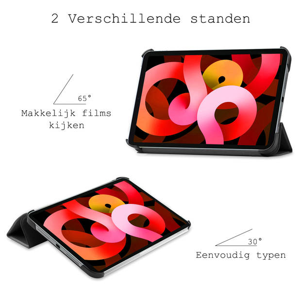 Basey iPad Air 2022 (5e generatie) Hoesje Kunstleer Hoes Case Cover -Zwart