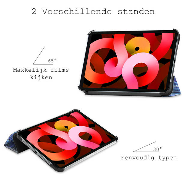 Basey iPad Air 2022 (5e generatie) Hoesje Kunstleer Hoes Case Cover -Sterrenhemel