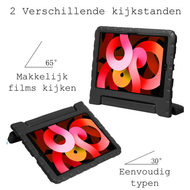 Basey iPad Air 5 (2022) Kinderhoesje Foam Case Hoesje Cover Hoes -Zwart