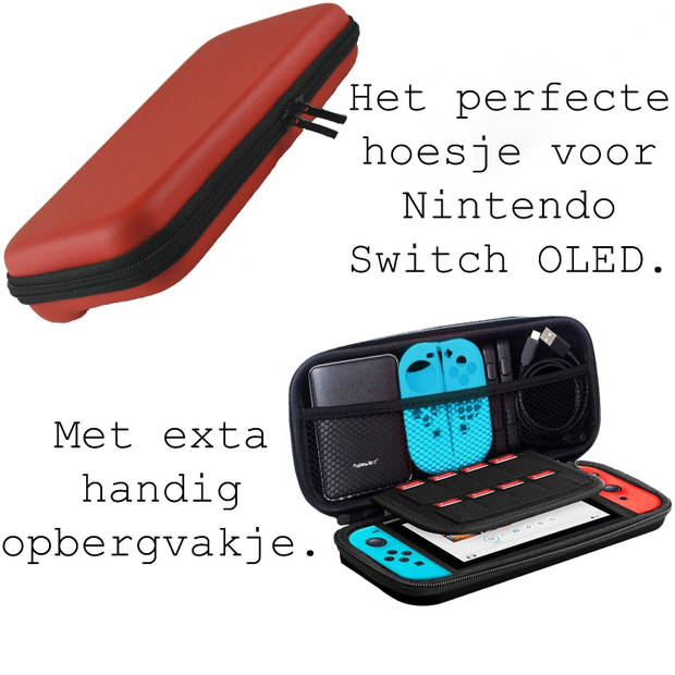 Basey Hoes voor Nintendo Switch Case Hoes Hard Cover Met Polsbandje - Carry Case Voor Nintendo Switch - Rood