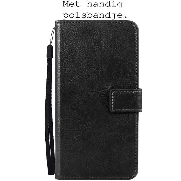 Basey Samsung Galaxy S22 Ultra Hoesje Book Case Kunstleer Cover Hoes - Zwart