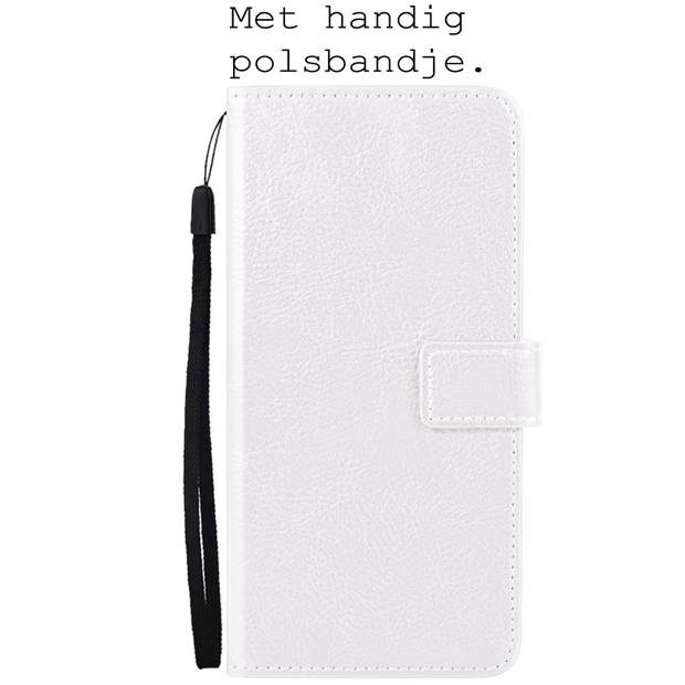Basey Samsung Galaxy S22 Ultra Hoesje Book Case Kunstleer Cover Hoes - Wit