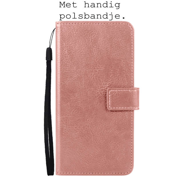 Basey Samsung Galaxy S22 Ultra Hoesje Book Case Kunstleer Cover Hoes - Rose goud