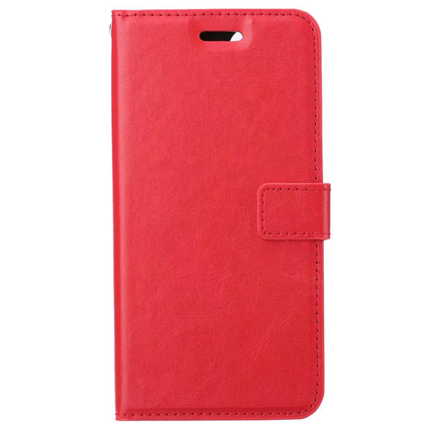 Basey Samsung Galaxy S22 Ultra Hoesje Book Case Kunstleer Cover Hoes - Rood