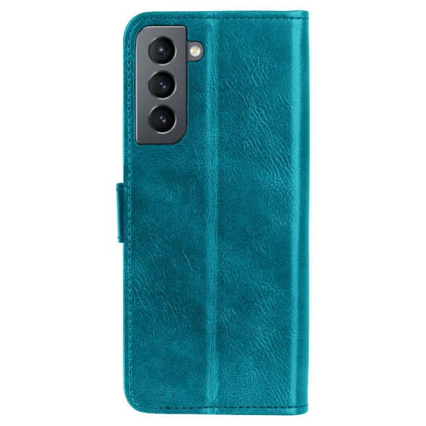 Basey Samsung Galaxy S22 Hoesje Book Case Kunstleer Cover Hoes - Turquoise