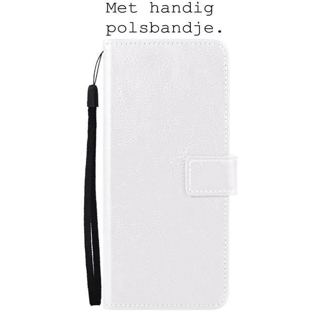 Basey Samsung Galaxy S22 Plus Hoesje Book Case Kunstleer Cover Hoes - Wit