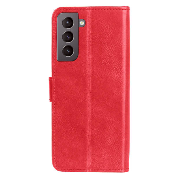 Basey Samsung Galaxy S22 Plus Hoesje Book Case Kunstleer Cover Hoes - Rood