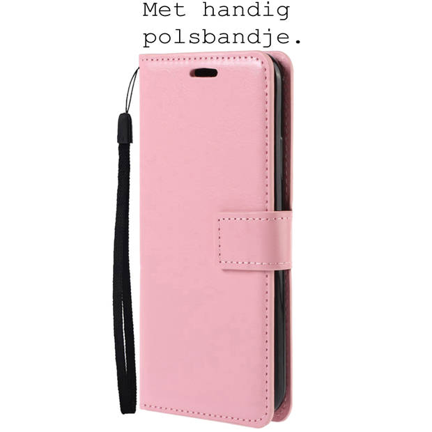 Basey Samsung Galaxy S22 Hoesje Book Case Kunstleer Cover Hoes - Lichtroze