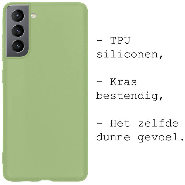 Basey Samsung Galaxy S22 Hoesje Siliconen Hoes Case Cover -Groen