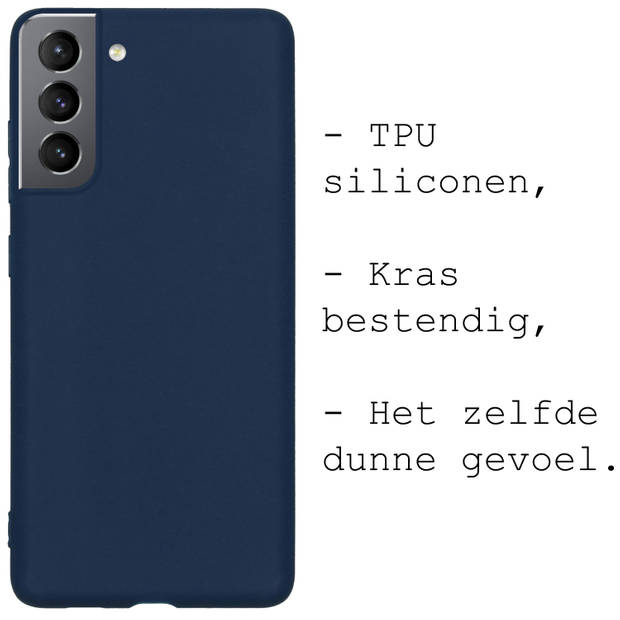 Basey Samsung Galaxy S22 Hoesje Siliconen Hoes Case Cover - Donkerblauw