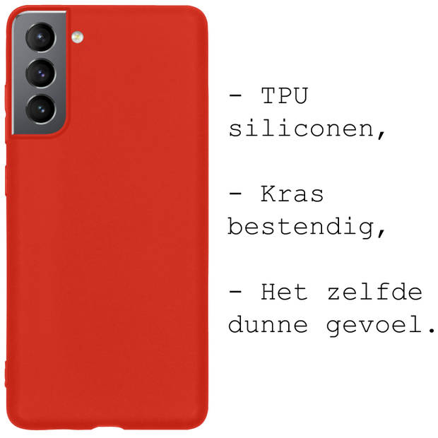 Basey Samsung Galaxy S22 Hoesje Siliconen Hoes Case Cover -Rood