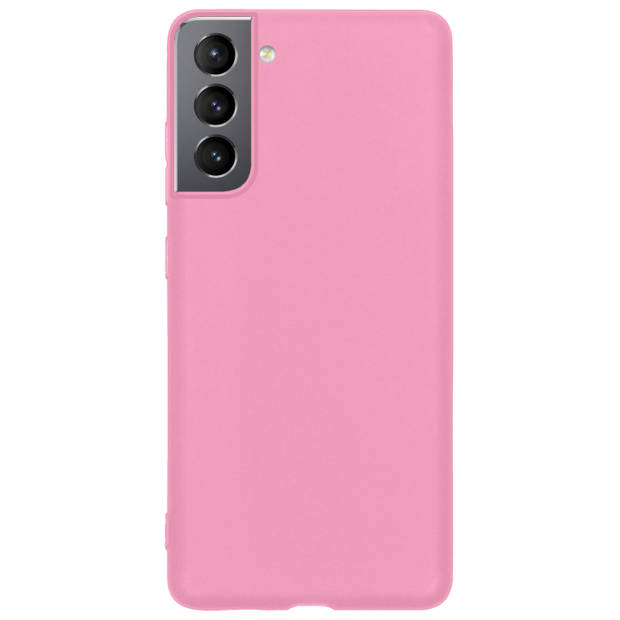 Basey Samsung Galaxy S22 Hoesje Siliconen Hoes Case Cover -Lichtroze