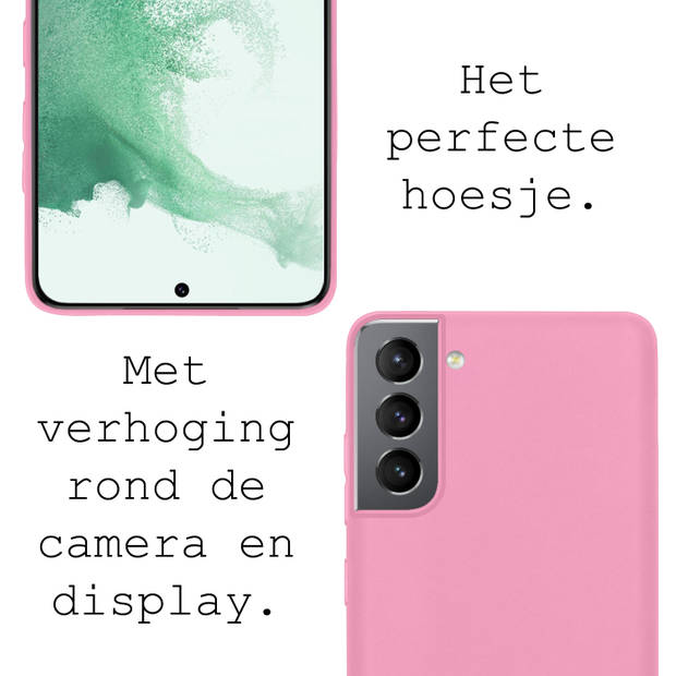 Basey Samsung Galaxy S22 Hoesje Siliconen Hoes Case Cover -Lichtroze