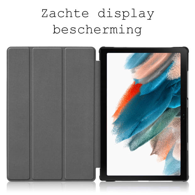 Basey Samsung Galaxy Tab A8 Hoesje Kunstleer Hoes Case Cover -Donkerblauw