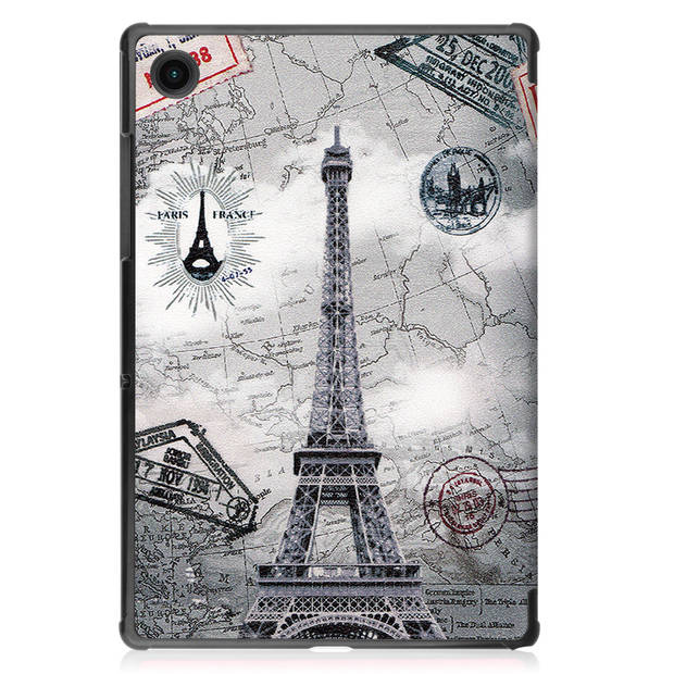 Basey Samsung Galaxy Tab A8 Hoesje Kunstleer Hoes Case Cover -Eiffeltoren