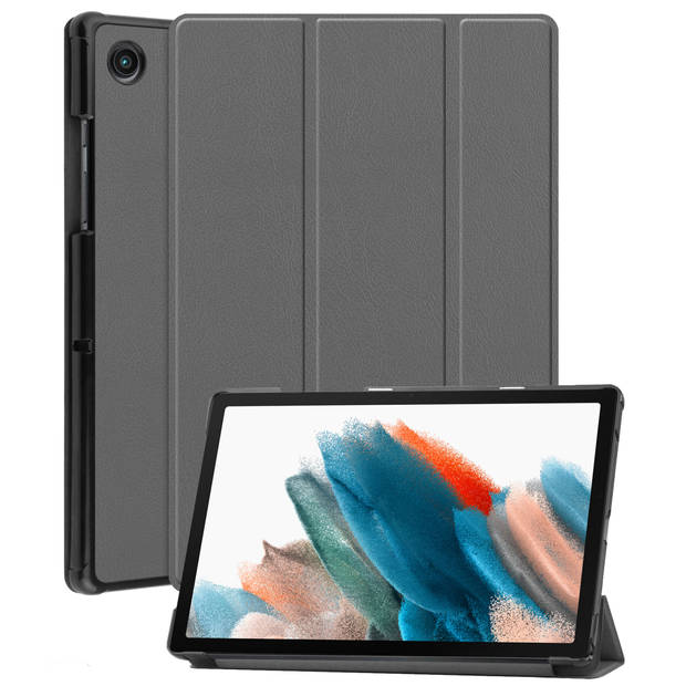 Basey Samsung Galaxy Tab A8 Hoesje Kunstleer Hoes Case Cover -Grijs