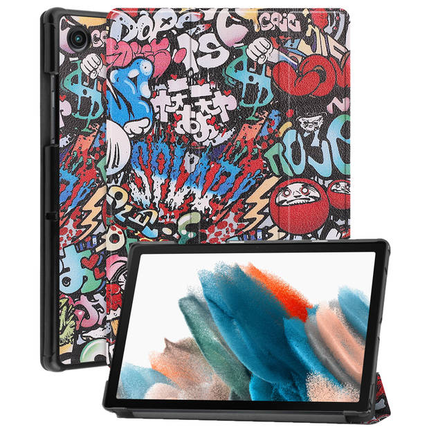 Basey Samsung Galaxy Tab A8 Hoesje Kunstleer Hoes Case Cover -Graffity