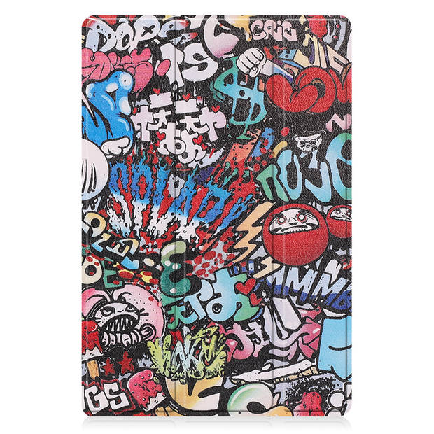 Basey Samsung Galaxy Tab A8 Hoesje Kunstleer Hoes Case Cover -Graffity