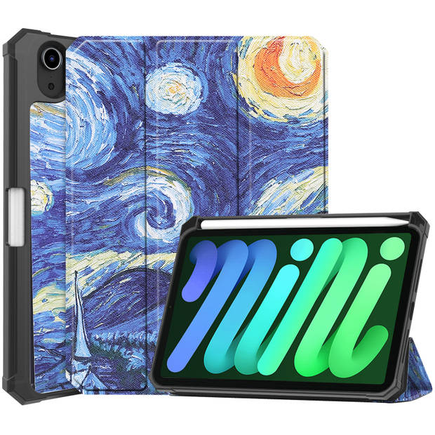 Basey iPad Mini 6 Hoesje Kunstleer Hoes Case Cover -Sterrenhemel