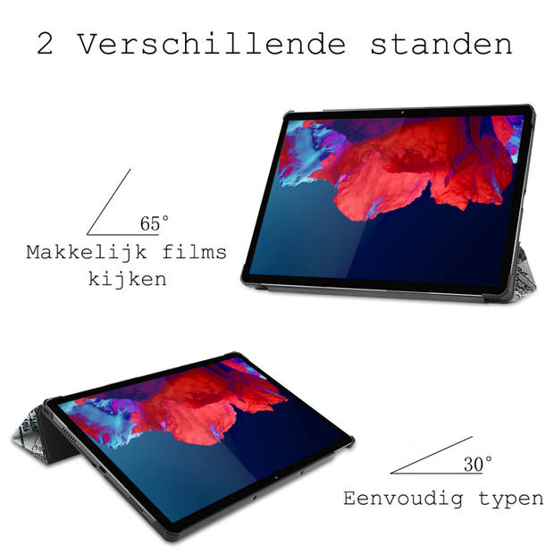 Basey Lenovo Tab P11 Hoesje Kunstleer Hoes Case Cover -Eiffeltoren