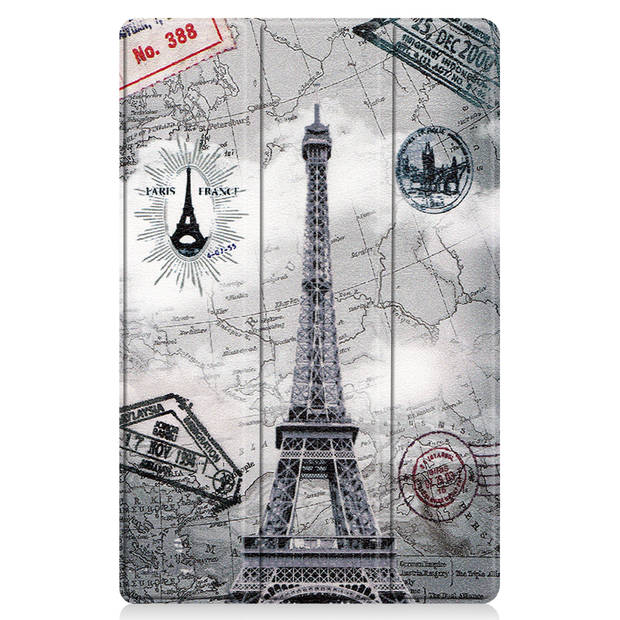 Basey Lenovo Tab P11 Hoesje Kunstleer Hoes Case Cover -Eiffeltoren