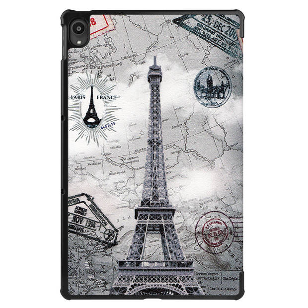 Basey Lenovo Tab P11 Hoesje Kunstleer Hoes Case Cover -Eiffeltoren