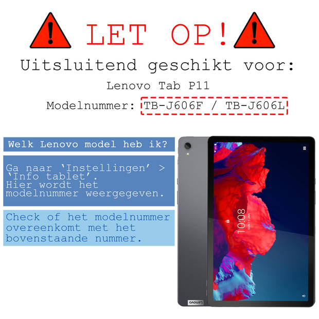 Basey Lenovo Tab P11 Hoesje Kunstleer Hoes Case Cover -Donkerrood
