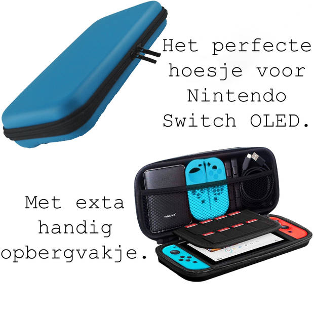 Basey Hoes voor Nintendo Switch OLED Case Hoes Hard Cover - Carry Case Voor Nintendo Switch OLED - Blauw