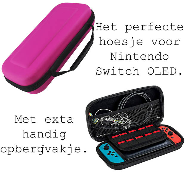 Basey Hoes voor Nintendo Switch OLED Case Hoes Hard Cover - Carry Case Voor Nintendo Switch OLED - Roze