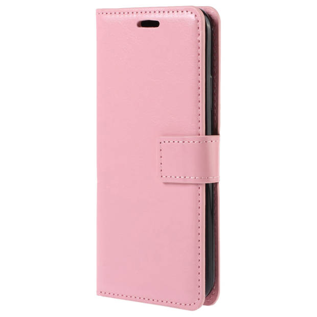 Basey iPhone 13 Pro Hoesje Book Case Kunstleer Cover Hoes -Lichtroze