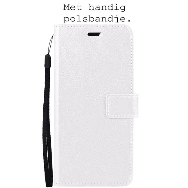 Basey iPhone 13 Pro Hoesje Book Case Kunstleer Cover Hoes -Wit