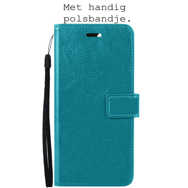Basey iPhone 13 Hoesje Bookcase Kunstleer - iPhone 13 Hoes Flip Case Book Cover - Turquoise