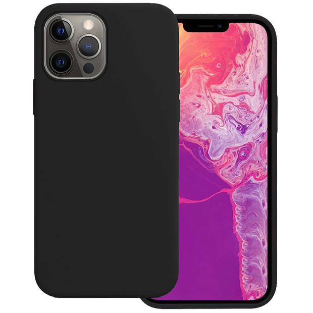 Basey iPhone 13 Pro Hoesje Silicone Case - iPhone 13 Pro Case Zwart Siliconen Hoes - iPhone 13 Pro Hoes Cover - Zwart